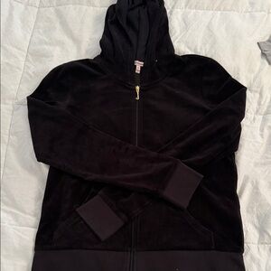 Juicy Couture Black Velvet Zip-Up Hoodie